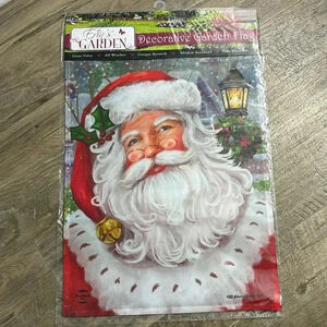 Erin’s Garden Santa Christmas Checkered Santa decorative outdoor garden flag-
